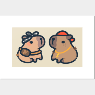 Cool Capybara Couple Posters and Art